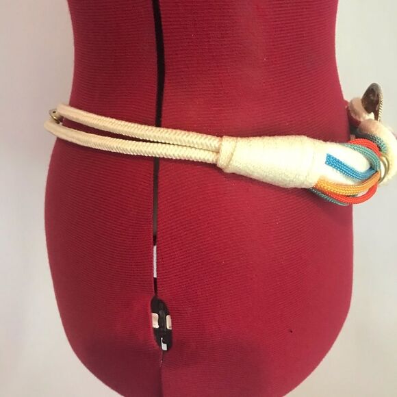 Bohemian Style Vibrant Multicolor Rope Belt Gold & Silver Details 32" Size Small - Picture 10 of 12